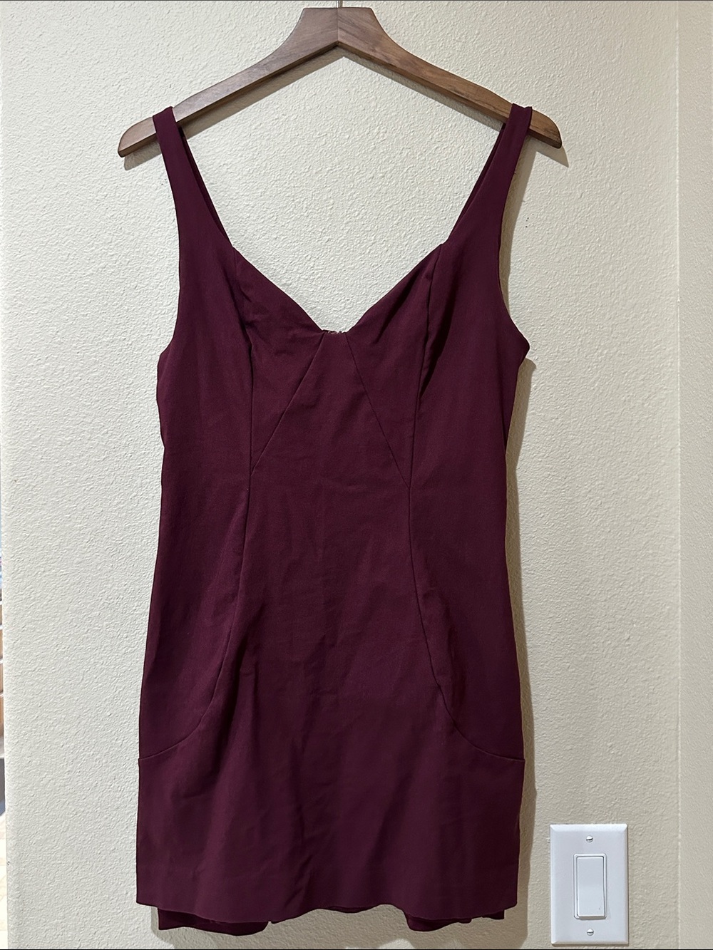 Endless Rose Sleeveless V-Neck Mini Dress in Burgundy